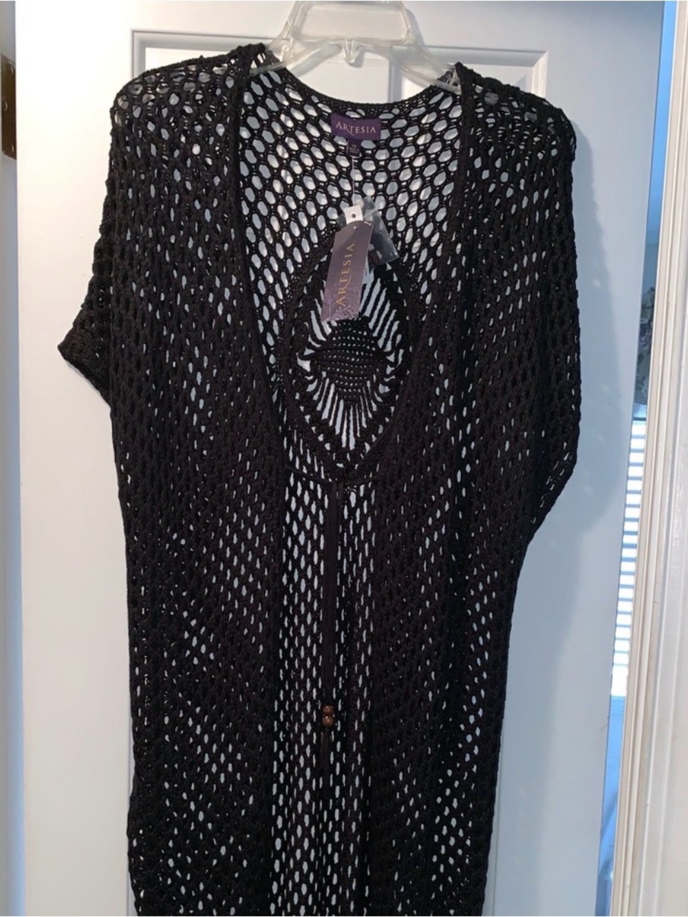 Black Open-Knit Women’s Sweater Cover-Up